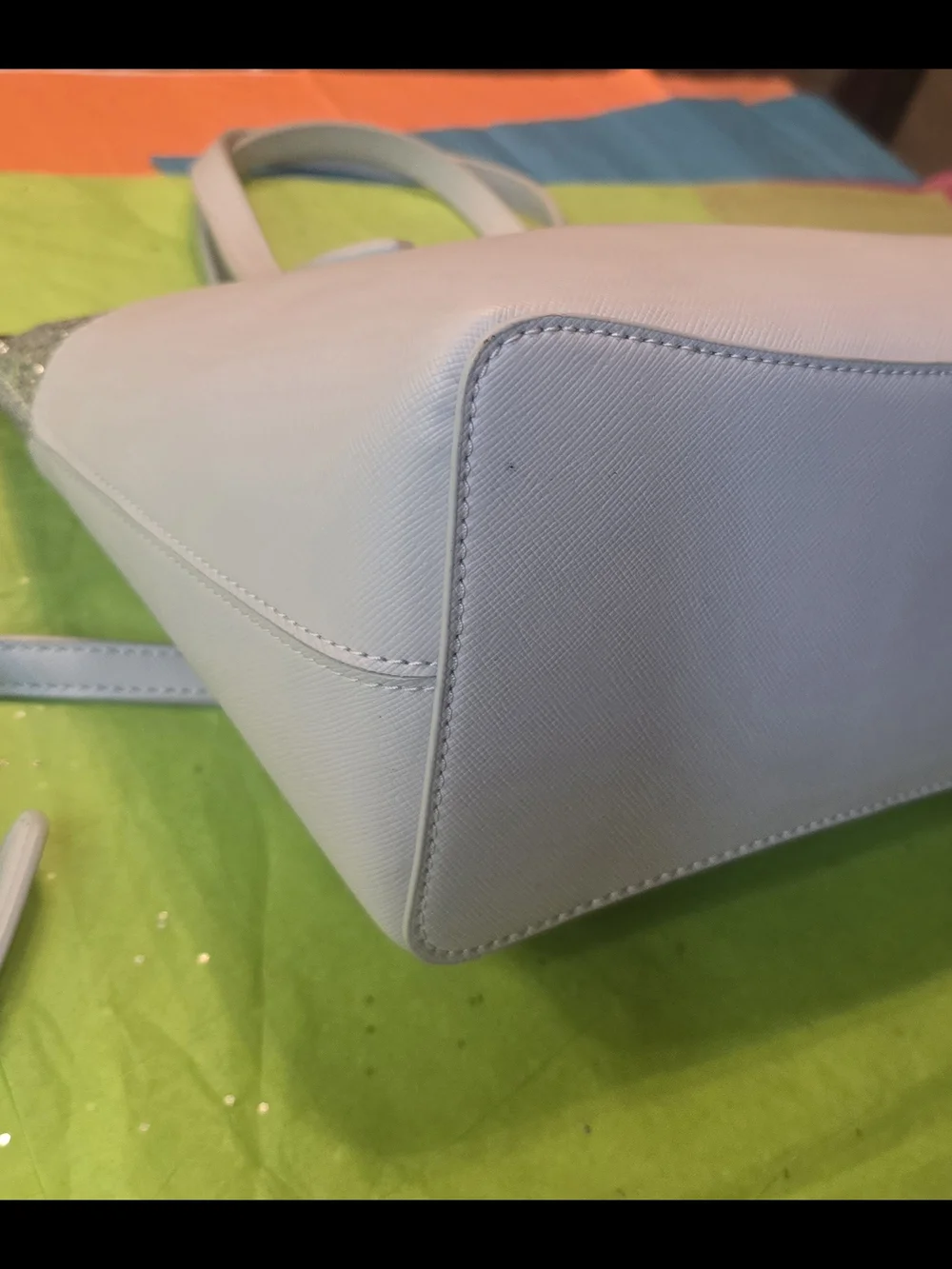 Kate Spade Flash Glitter Mixed Saffiano Satchel With Crossbody Strap Like New